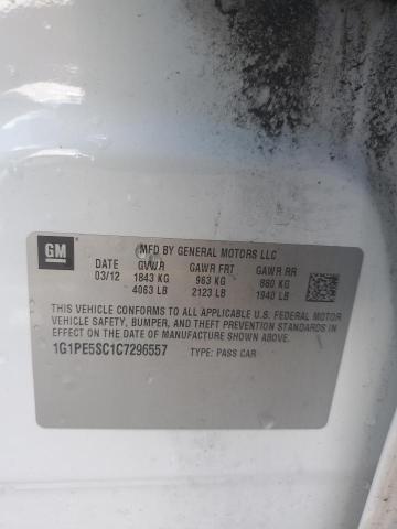 1G1PE5SC1C7296557 - 2012 CHEVROLET CRUZE LT თეთრი ფოტო 12