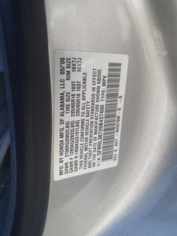 5FNRL38726B437400 - 2006 HONDA ODYSSEY EXL SILVER photo 13