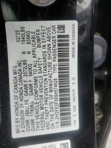 2HGFE2F56SH574628 - 2025 HONDA CIVIC SPORT 黑色 照片 12