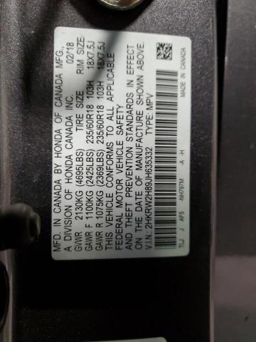 2HKRW2H89JH635332 - 2018 HONDA CR-V EXL GRAY photo 13