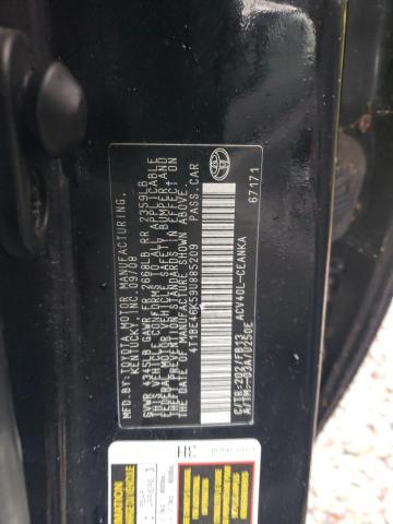 4T1BE46K59U885209 - 2009 TOYOTA CAMRY BASE შავი ფოტო 12