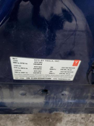 5YJSA1E2XHF215484 - 2017 TESLA MODEL S BLUE photo 13