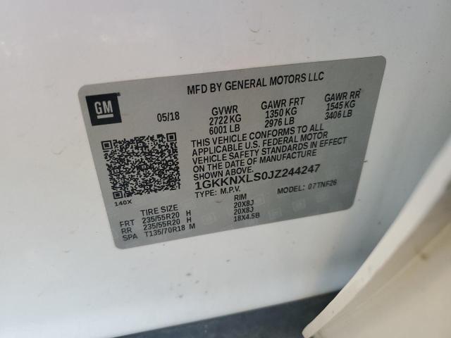 1GKKNXLS0JZ244247 - 2018 GMC ACADIA DENALI 白色 照片 13