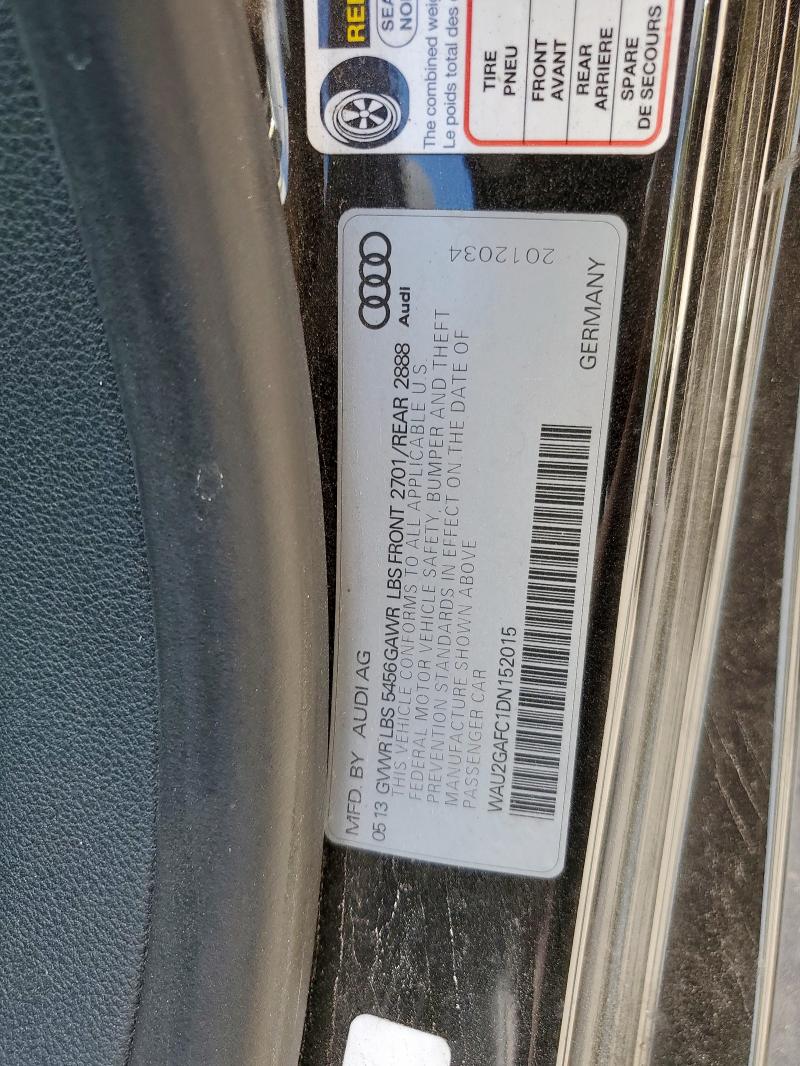 WAU2GAFC1DN152015 - 2013 AUDI A7 PRESTIGE BLACK photo 12