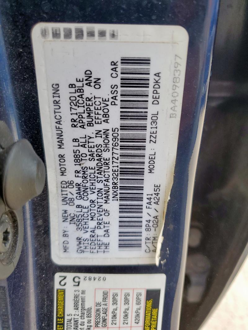 1NXBR32E17Z776905 - 2007 TOYOTA COROLLA CE ლურჯი ფოტო 12