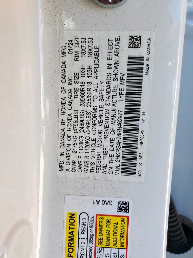 2HKRS4H78RH462977 - 2024 HONDA CR-V EXL Biały zdjęcie 13