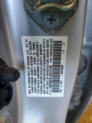 19XFB2F51EE012790 - 2014 HONDA CIVIC LX SILVER photo 12