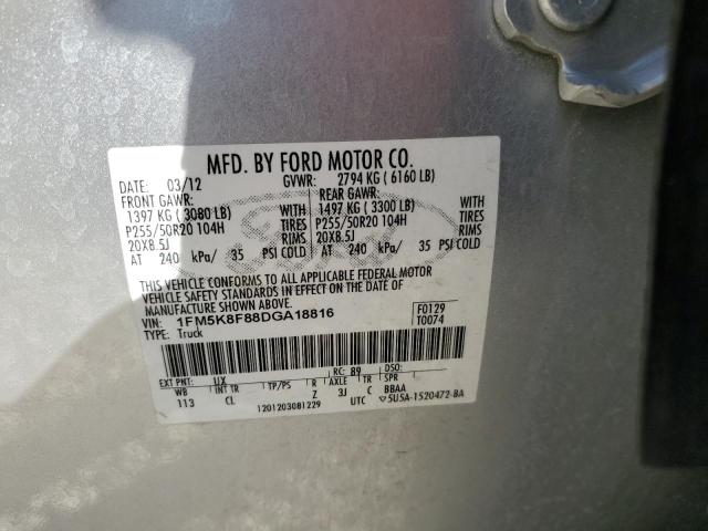 1FM5K8F88DGA18816 - 2013 FORD EXPLORER LIMITED Gümüş foto 13