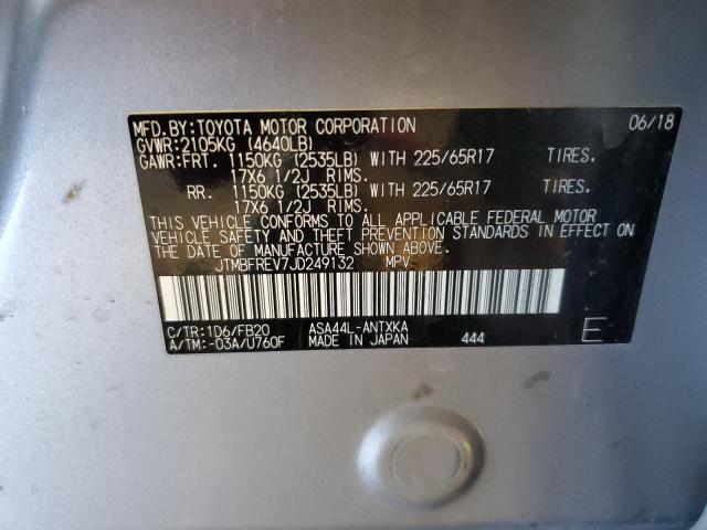 JTMBFREV7JD249132 - 2018 TOYOTA RAV4 LE SILVER photo 14