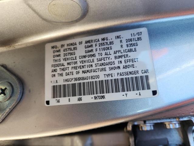 1HGCP368X8A018200 - 2008 HONDA ACCORD EXL SILVER photo 13