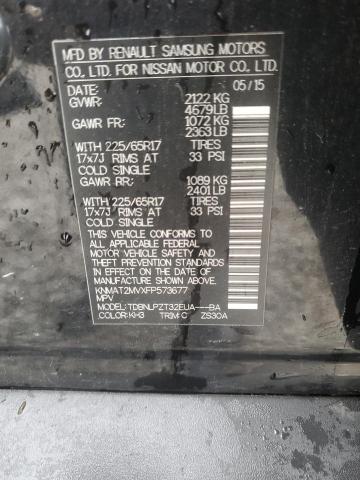 KNMAT2MVXFP573677 - 2015 NISSAN ROGUE S BLACK photo 13