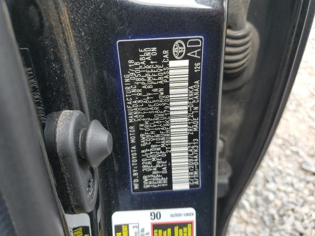 2T1BURHE8KC179706 - 2019 TOYOTA COROLLA L BLACK photo 13