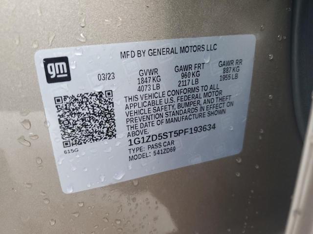 1G1ZD5ST5PF193634 - 2023 CHEVROLET MALIBU LT GOLD photo 12