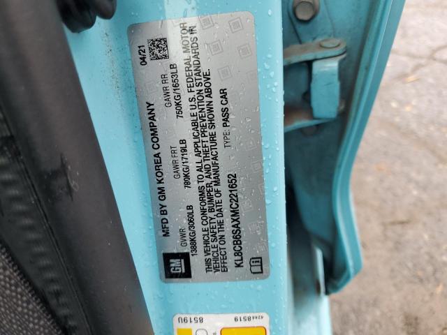 KL8CB6SAXMC221652 - 2021 CHEVROLET SPARK LS TURQUOISE photo 12