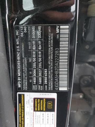 4JGDA5HB2DA227283 - 2013 MERCEDES-BENZ ML 350 4MATIC BLACK photo 13