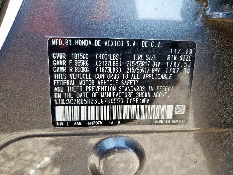 3CZRU5H33LG700550 - 2020 HONDA HR-V LX Boz foto 14