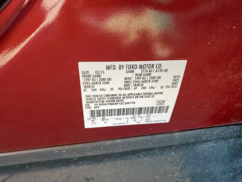 1FM5K7B85FGC24176 - 2015 FORD EXPLORER MAROON photo 13