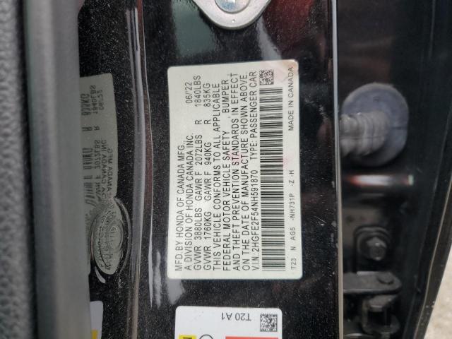 2HGFE2F54NH591870 - 2022 HONDA CIVIC SPORT 黑色 照片 12