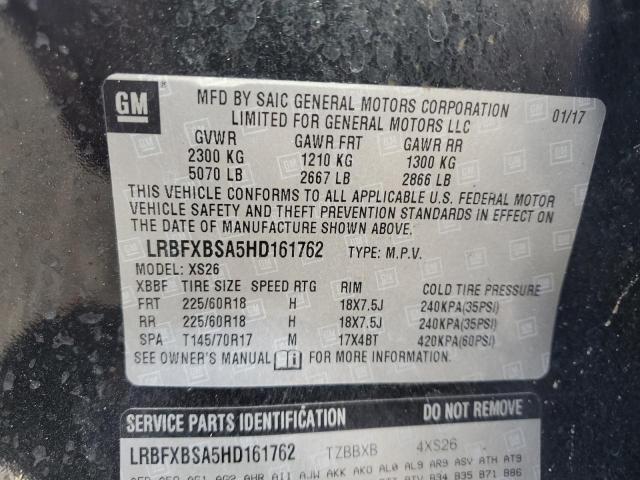 LRBFXBSA5HD161762 - 2017 BUICK ENVISION ESSENCE Noir photo 13