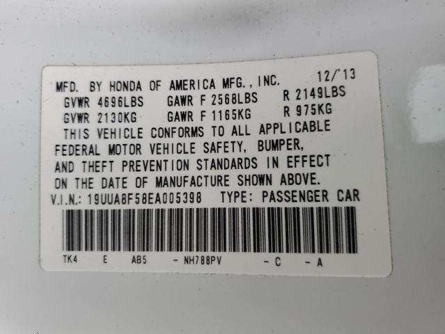 19UUA8F58EA005398 - 2014 ACURA TL TECH WHITE photo 12
