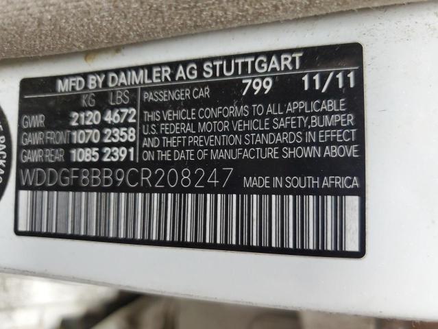 WDDGF8BB9CR208247 - 2012 MERCEDES-BENZ C 300 4MATIC WHITE photo 12