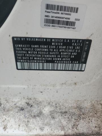 3VWD07AJXEM209457 - 2014 VOLKSWAGEN JETTA SE WHITE photo 12