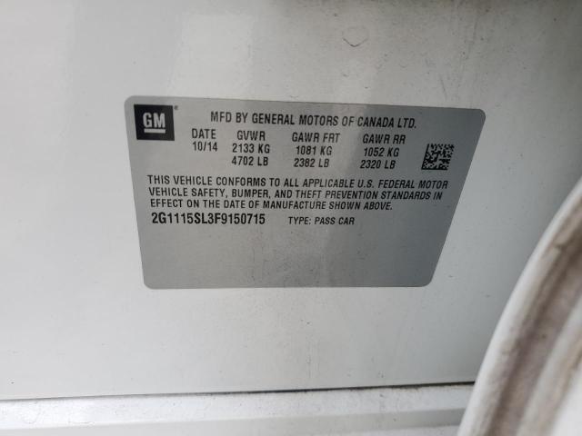 2G1115SL3F9150715 - 2015 CHEVROLET IMPALA LT WHITE photo 12
