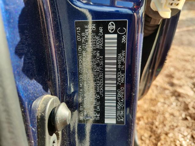 JTDKN3DU3D1713614 - 2013 TOYOTA PRIUS BLUE photo 12