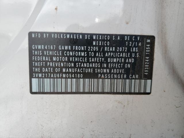 3VW217AU6FM054180 - 2015 VOLKSWAGEN GOLF თეთრი ფოტო 12