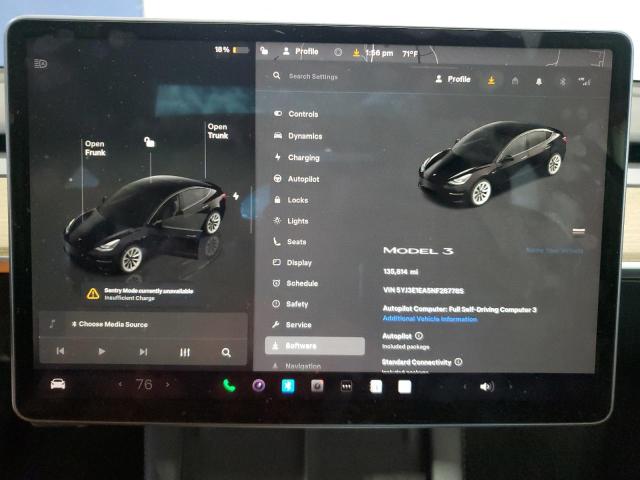 5YJ3E1EA5NF287785 - 2022 TESLA MODEL 3 GRAY photo 9