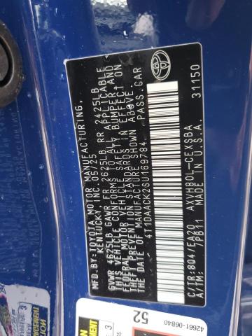 4T1DAACK2SU169784 - 2025 TOYOTA CAMRY XSE BLUE photo 12