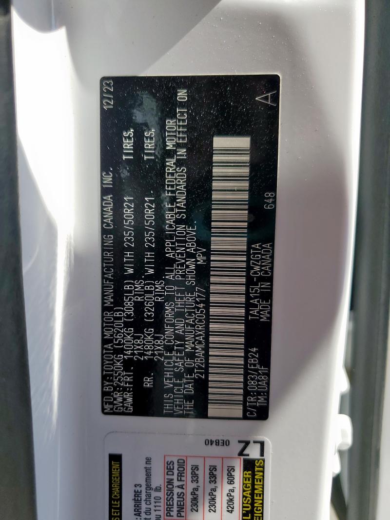 2T2BAMCAXRC054177 - 2024 LEXUS RX 350 BASE Սպիտակ լուսանկար 13