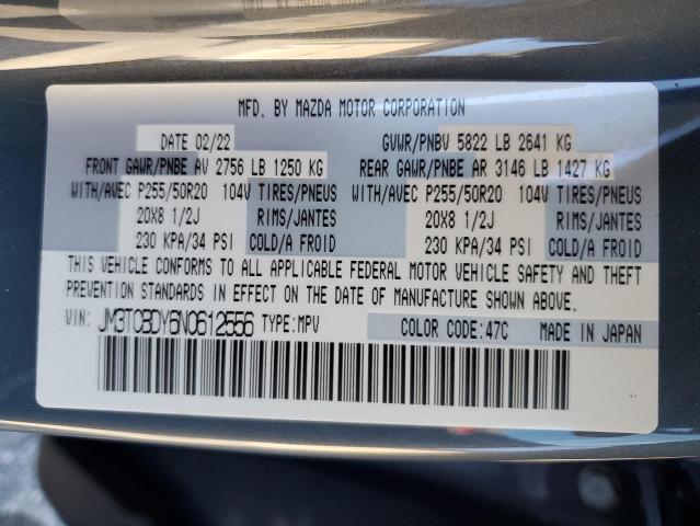 JM3TCBDY6N0612556 - 2022 MAZDA CX-9 GRAND TOURING GRAY photo 14