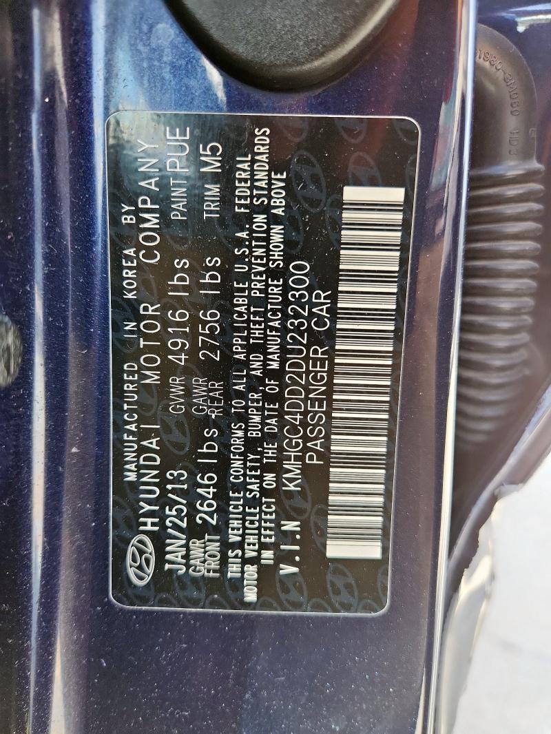 KMHGC4DD2DU232300 - 2013 HYUNDAI GENESIS 3.8L Синій фото 12