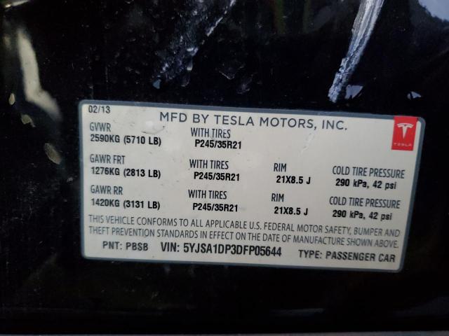5YJSA1DP3DFP05644 - 2013 TESLA MODEL S BLACK photo 13