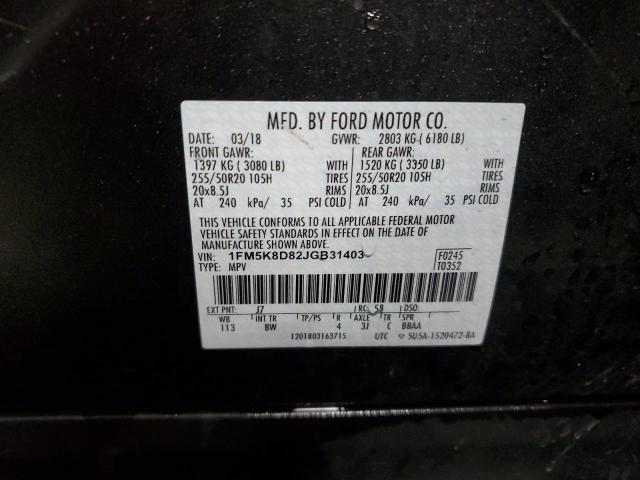 1FM5K8D82JGB31403 - 2018 FORD EXPLORER XLT Boz foto 13