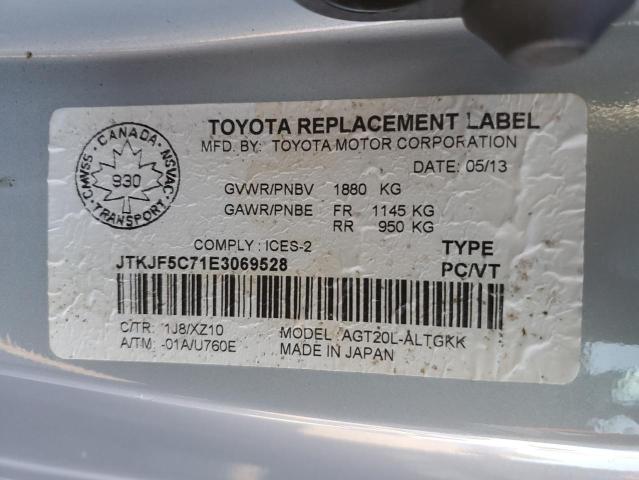 JTKJF5C71E3069528 - 2014 TOYOTA SCION TC SILVER photo 12