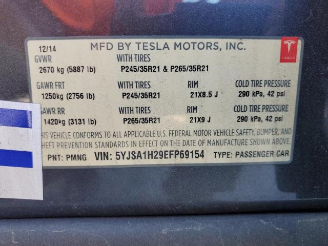 5YJSA1H29EFP69154 - 2014 TESLA MODEL S ვერცხლისფერი ფოტო 12