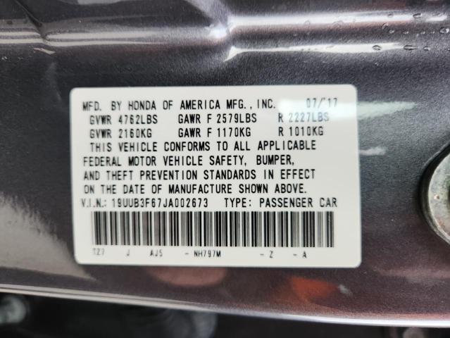 19UUB3F67JA002673 - 2018 ACURA TLX TECH+A Графитовый фото 13