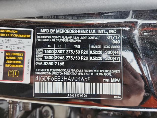 4JGDF6EE3HA904658 - 2017 MERCEDES-BENZ GLS 450 4MATIC BLACK photo 14