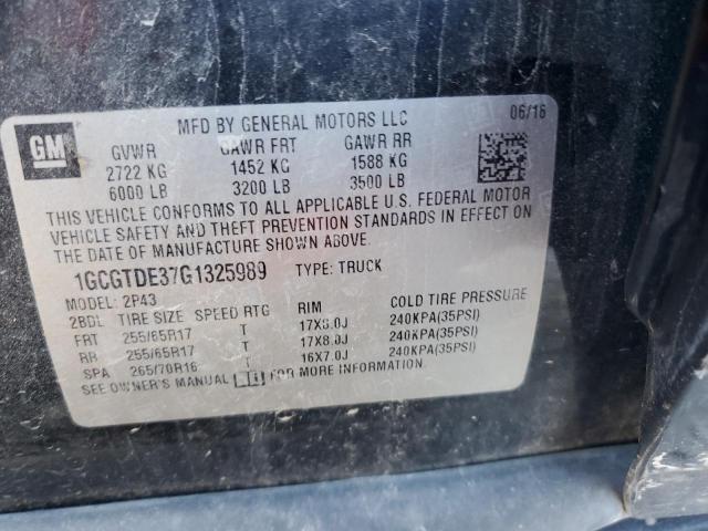 1GCGTDE37G1325989 - 2016 CHEVROLET COLORADO Z71 BLACK photo 12