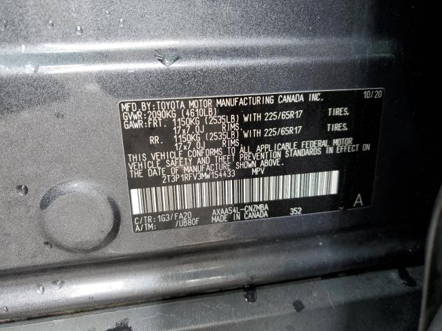 2T3P1RFV3MW154433 - 2021 TOYOTA RAV4 XLE 灰色 照片 13