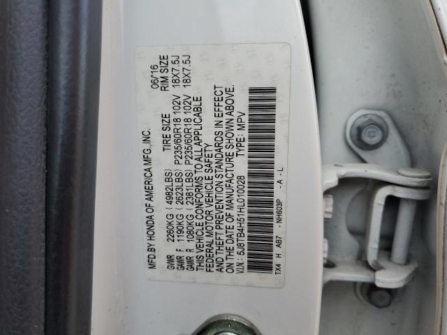 5J8TB4H51HL010028 - 2017 ACURA RDX TECHNOLOGY WHITE photo 13