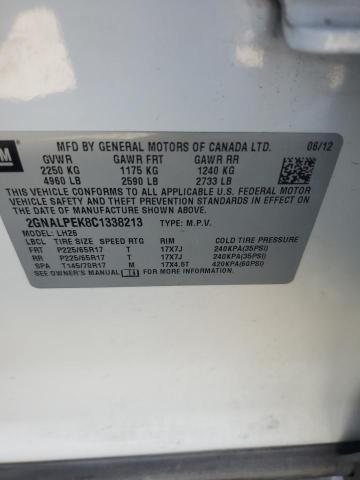 2GNALPEK8C1338213 - 2012 CHEVROLET EQUINOX LT Beyaz fotoğraf 14