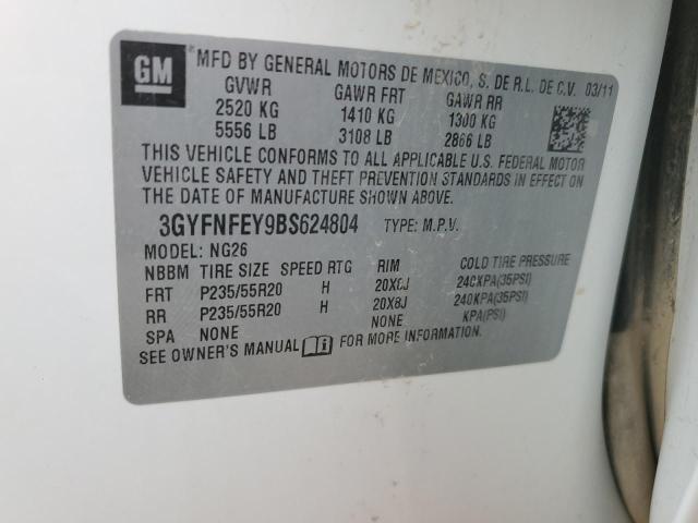 3GYFNFEY9BS624804 - 2011 CADILLAC SRX PREMIUM COLLECTION თეთრი ფოტო 13