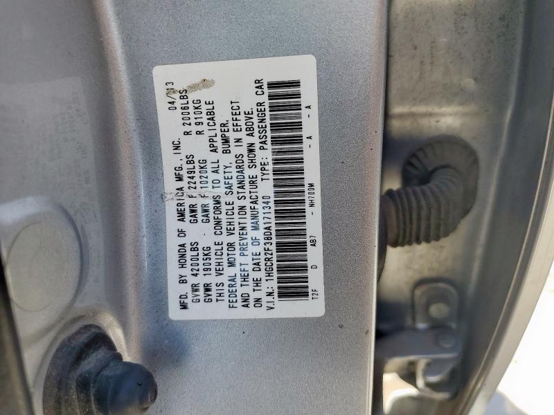 1HGCR2F38DA171340 - 2013 HONDA ACCORD LX ვერცხლისფერი ფოტო 13