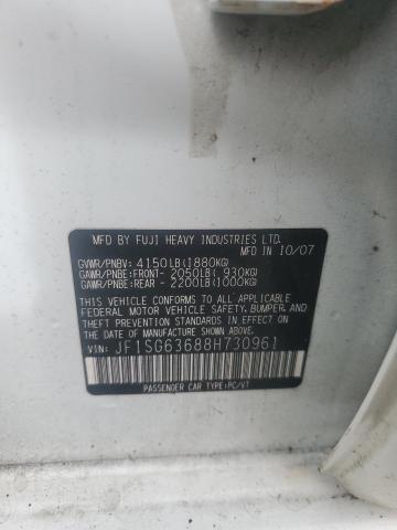JF1SG63688H730961 - 2008 SUBARU FORESTER 2.5X أبيض صورة 13