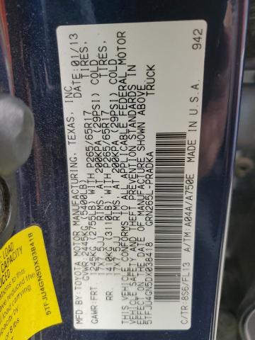 5TFJU4GN5DX038418 - 2013 TOYOTA TACOMA DOUBLE CAB PRERUNNER BLUE photo 12