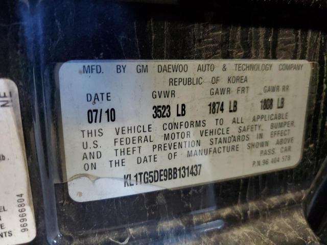 KL1TG5DE9BB131437 - 2011 CHEVROLET AVEO LT 黑色 照片 12