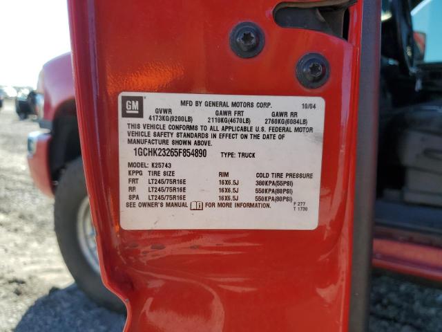 1GCHK23265F854890 - 2005 CHEVROLET SILVERADO K2500 HEAVY DUTY RED photo 12